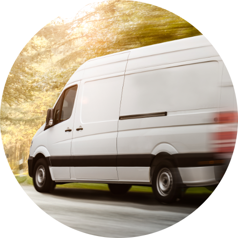 van delivering an order
